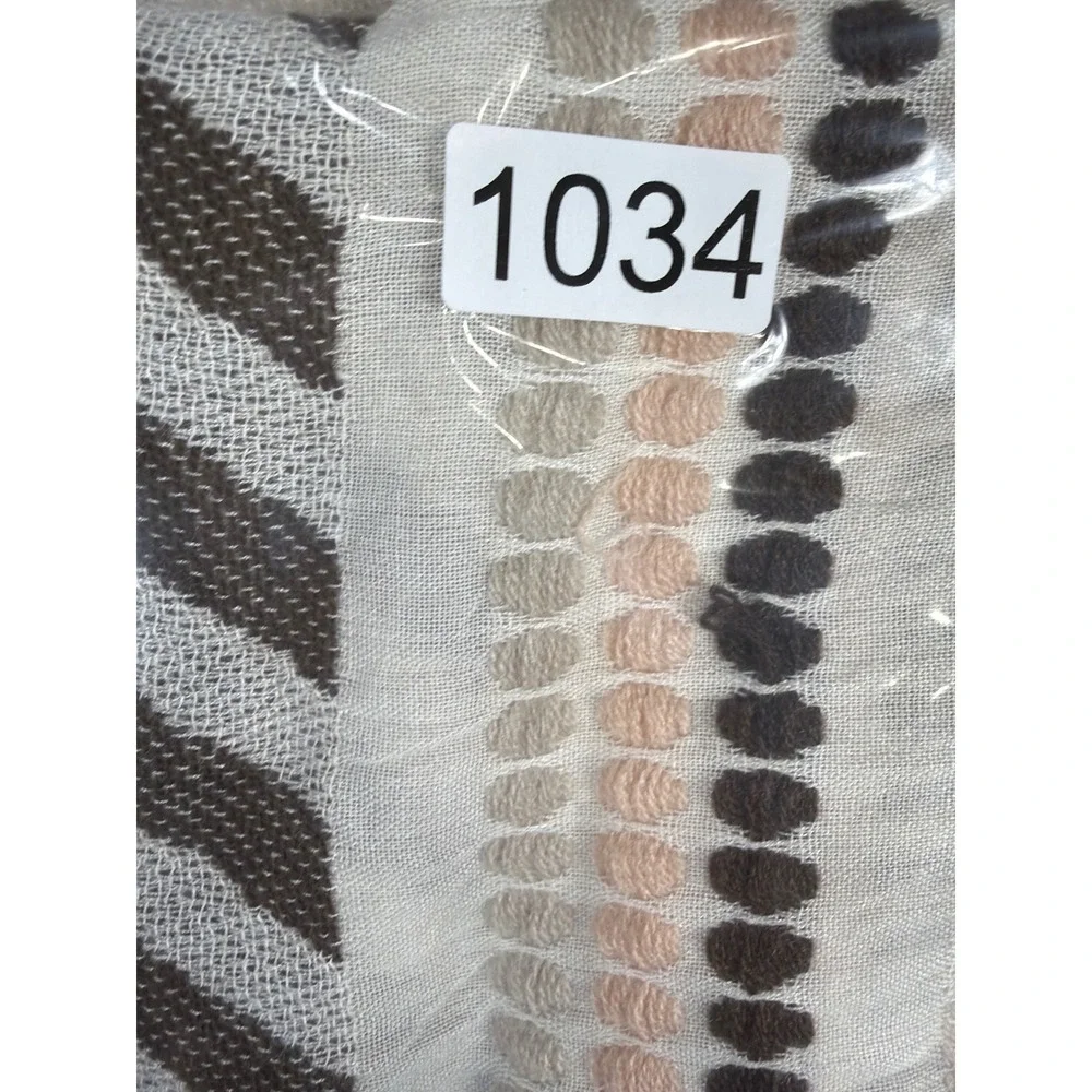 Chevron Geometric Print Lightweight Fringed Scarf Brown Grey Peach 71x19
